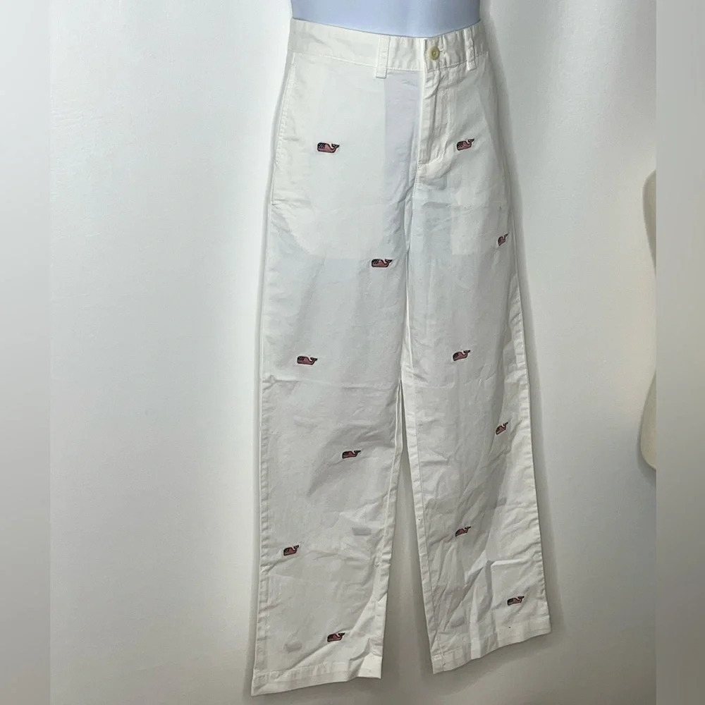 Vineyard vines boys white flag whale club pants classic fit sz 12 NWT